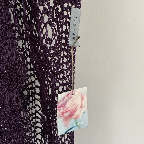 JIGSAW purple shawl wrap crochet macrame knit poncho NWT new scarf - Picture 3 of 7